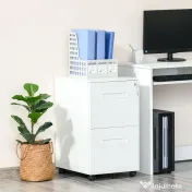 Vinsetto Dulap Birou Mobil, cu sertare, Organizator Documente cu Blocare, Oțel, 39x48x67cm, Alb | Aosom Romania
