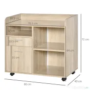 Vinsetto Suport Imprimantă Mobil, Mobilă Birou Multifuncțională, 4 Roți, Stejar, 80x40x72cm | Aosom Romania
