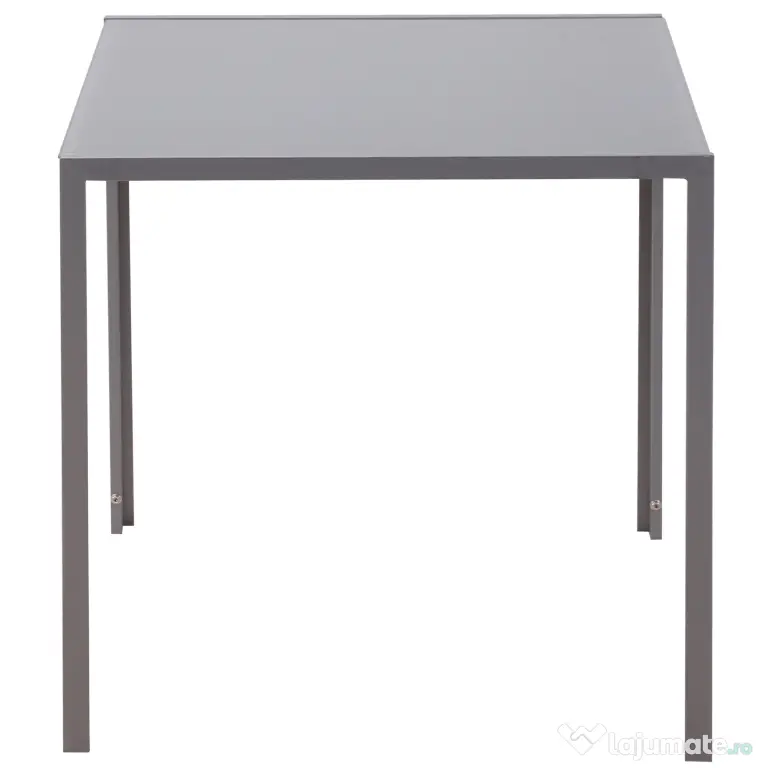 HOMCOM Masă Bucătărie pentru 4 Persoane din Metal și Sticlă Securizată, 75x75x75 cm, Gri | Aosom Romania