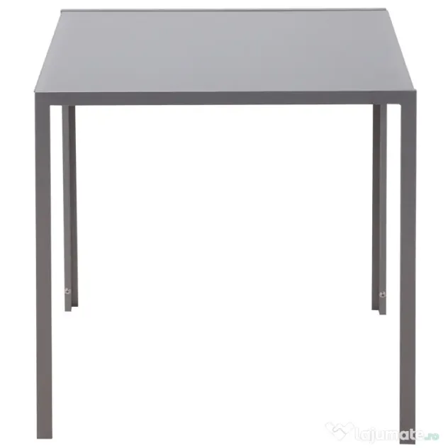 HOMCOM Masă Bucătărie pentru 4 Persoane din Metal și Sticlă Securizată, 75x75x75 cm, Gri | Aosom Romania