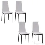 Homcom Set 4 Scaune Moderne – Alb, Metal & Textil pentru Camera de Zi