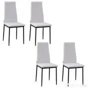 Homcom Set 4 Scaune Moderne – Alb, Metal & Textil pentru Camera de Zi 