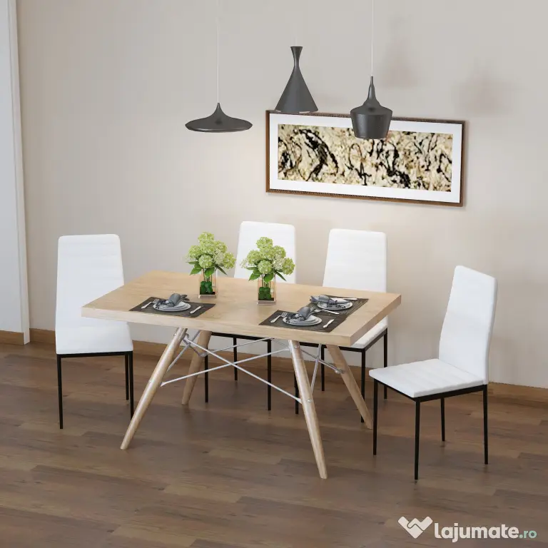 Set 4 scaune bucatarie HOMCOM, scaune moi, scaune pentru bucatarie, sarcina 120kg,41 x 50 x 97cm | Aosom Romania