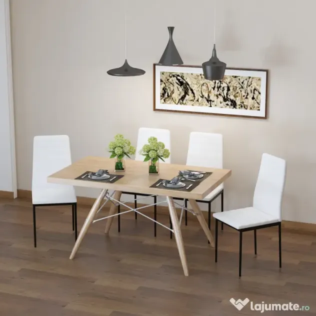 Set 4 scaune bucatarie HOMCOM, scaune moi, scaune pentru bucatarie, sarcina 120kg,41 x 50 x 97cm | Aosom Romania