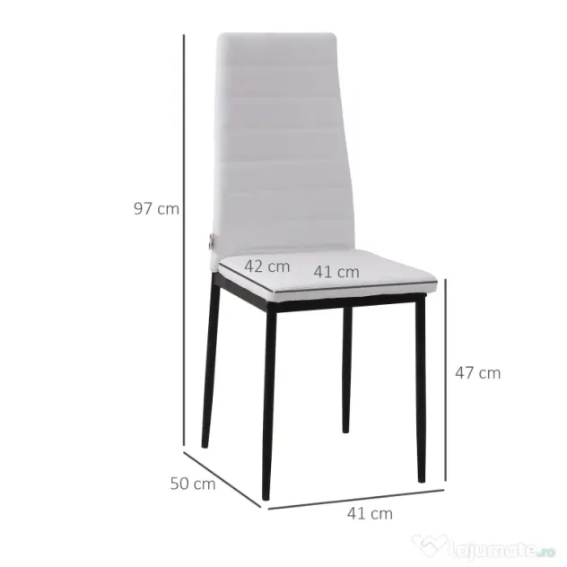Set 4 scaune bucatarie HOMCOM, scaune moi, scaune pentru bucatarie, sarcina 120kg,41 x 50 x 97cm | Aosom Romania