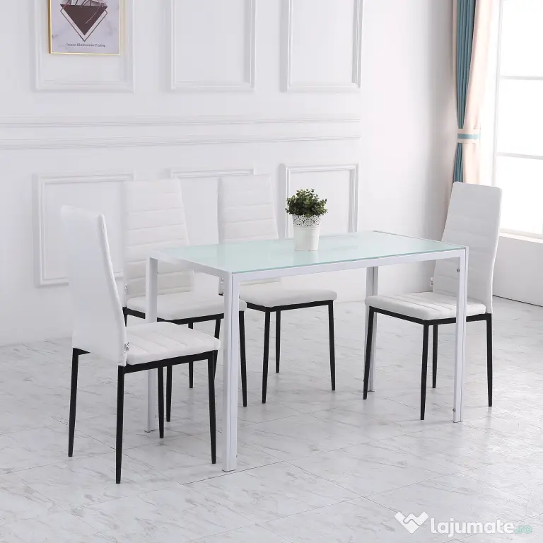 Set 4 scaune bucatarie HOMCOM, scaune moi, scaune pentru bucatarie, sarcina 120kg,41 x 50 x 97cm | Aosom Romania