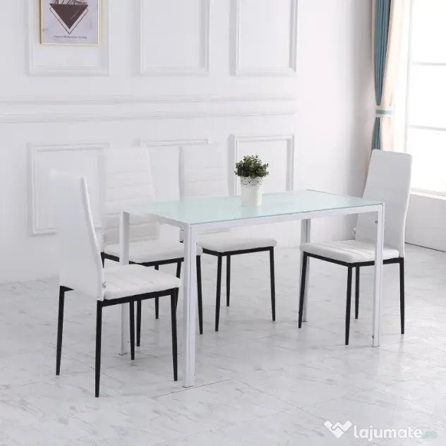 Set 4 scaune bucatarie HOMCOM, scaune moi, scaune pentru bucatarie, sarcina 120kg,41 x 50 x 97cm | Aosom Romania