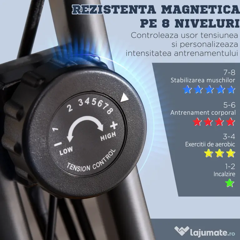 Bicicleta Pliabila 2 în 1, Rezistenta 8 Nivele Elastice pentru Brate si Ecran LCD, 97x51x115cm, Verde HOMCOM | Aosom RO
