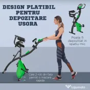 Bicicleta Pliabila 2 în 1, Rezistenta 8 Nivele Elastice pentru Brate si Ecran LCD, 97x51x115cm, Verde HOMCOM | Aosom RO