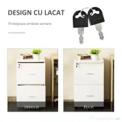 Vinsetto Dulap mobil pentru dosare cu 2 sertare, cu blocare, dulap de birou din lemn cu roti de blocare pentru A4 | Aosom Romania 