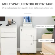 Vinsetto Dulap mobil pentru dosare cu 2 sertare, cu blocare, dulap de birou din lemn cu roti de blocare pentru A4 | Aosom Romania 