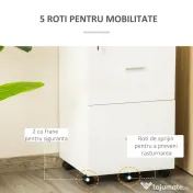 Vinsetto Dulap mobil pentru dosare cu 2 sertare, cu blocare, dulap de birou din lemn cu roti de blocare pentru A4 | Aosom Romania 