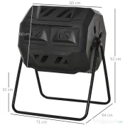 Outsunny Compostor Gradina & Balcon 71×65×96 cm – Tambur Rotativ pentru Deseuri