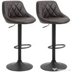 HOMCOM set 2 scaune de bar, reglabile, imitatie de piele maro
