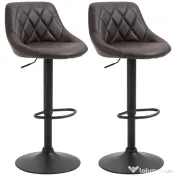 HOMCOM set 2 scaune de bar, reglabile, imitatie de piele maro 