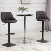 HOMCOM set 2 scaune de bar, reglabile, imitatie de piele maro 
