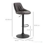 HOMCOM set 2 scaune de bar, reglabile, imitatie de piele maro 