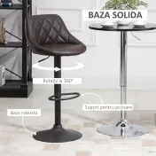HOMCOM set 2 scaune de bar, reglabile, imitatie de piele maro 