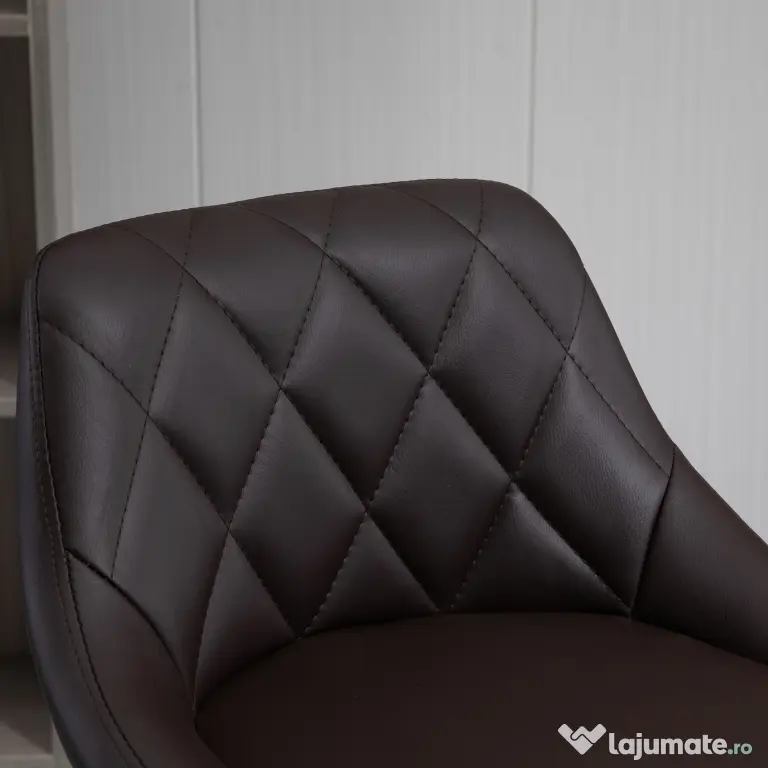 Set 2 scaune de bar HOMCOM, reglabile, imitatie de piele maro | Aosom Romania