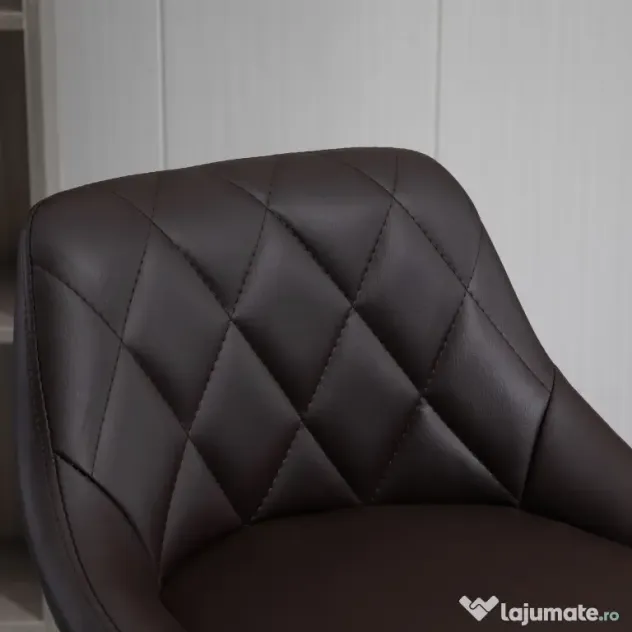 Set 2 scaune de bar HOMCOM, reglabile, imitatie de piele maro | Aosom Romania