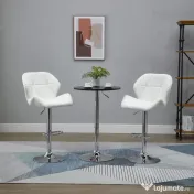 HOMCOM Scaun Bar Reglabil Pivotante si Antiderapant, Scaun bar Modern,Sarcina Maxima 120 kg,Elegante și Confortabile,Albe | Aosom Romania