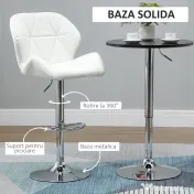 HOMCOM Scaun Bar Reglabil Pivotante si Antiderapant, Scaun bar Modern,Sarcina Maxima 120 kg,Elegante și Confortabile,Albe | Aosom Romania