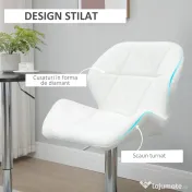 HOMCOM Scaun Bar Reglabil Pivotante si Antiderapant, Scaun bar Modern,Sarcina Maxima 120 kg,Elegante și Confortabile,Albe | Aosom Romania