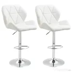 Homcom Set 2 Scaune Bar Reglabile, pentru bar si bucătărie, din Piele PU,51,5 x 57,5 x 93-114,5 cm, Alba