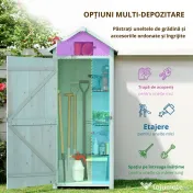 Magazie de Gradina Outsunny, din Lemn Impermeabila, 77x54,2x179cm, Albastru | Aosom Romania 