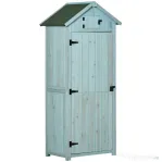 Outsunny Magazie de Gradina pentru Scule din Lemn Impermeabila, 77x54,2x179cm,Albastru
