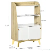 Dulap de depozitare modern, usi glisante si rafturi deschise, din PAL, Lemn de Pin 58x30x93cm Alb, Natural HOMCOM | Aosom Romania 