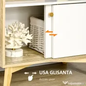 Dulap de depozitare modern, usi glisante si rafturi deschise, din PAL, Lemn de Pin 58x30x93cm Alb, Natural HOMCOM | Aosom Romania 