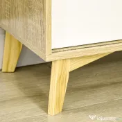 Dulap de depozitare modern, usi glisante si rafturi deschise, din PAL, Lemn de Pin 58x30x93cm Alb, Natural HOMCOM | Aosom Romania 