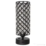 HOMCOM Lampa de Masa cu Abajur din Cristal si 2 Porturi USB, Intensitatea Luminii Reglabila Touch Ф10,8 x 30 cm, Negru