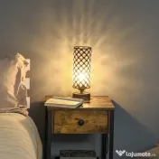 HOMCOM Lampa de Masa cu Abajur din Cristal si 2 Porturi USB, Intensitatea Luminii Reglabila Touch Ф10,8 x 30 cm, Negru 