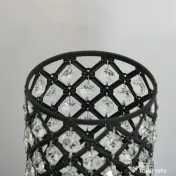 HOMCOM Lampa de Masa cu Abajur din Cristal si 2 Porturi USB, Intensitatea Luminii Reglabila Touch Ф10,8 x 30 cm, Negru 