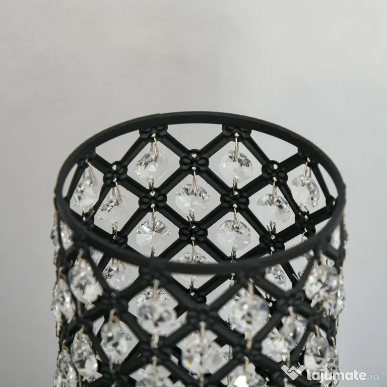 HOMCOM Lampa de Masa Eleganta cu Abajur din Cristal si 2 Porturi USB, Lumina Reglabila Touch, Design Modern, Ф10,8x30 cm, Negru | Aosom Romania