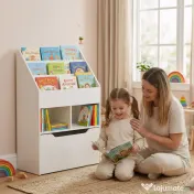 Biblioteca pentru Copii cu mai Multe Rafturi Suport de Organizare cu Sertar de Depozitare pentru Camera de Joaca, Alb HOMCOM | Aosom Romania 