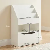 Biblioteca pentru Copii cu mai Multe Rafturi Suport de Organizare cu Sertar de Depozitare pentru Camera de Joaca, Alb HOMCOM | Aosom Romania 