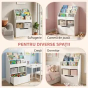 Biblioteca pentru Copii cu mai Multe Rafturi Suport de Organizare cu Sertar de Depozitare pentru Camera de Joaca, Alb HOMCOM | Aosom Romania 
