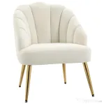 Homcom Fotoliu Catifea Crem – 63×65×84 cm, Spatar Tip Scoica Elegant