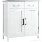 kleankin Dulapior de Baie cu 2 Usi, 2 Sertare si Etajera Reglabila din MDF, 68x33x76cm, Alb