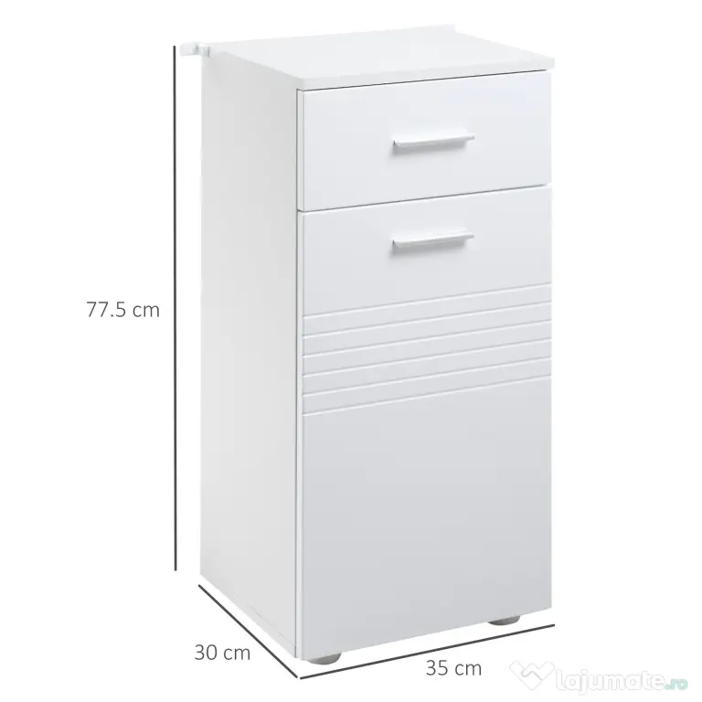 Kleankin Mobilier Baie cu Sertar și Dulap, 1 Ușă, Design Multifuncțional, Lemn, 35x30x77.5 cm, Alb | Aosom Romania