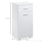 Kleankin Mobilier Baie cu Sertar și Dulap, 1 Ușă, Design Multifuncțional, Lemn, 35x30x77.5 cm, Alb | Aosom Romania 