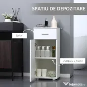 Kleankin Mobilier Baie cu Sertar și Dulap, 1 Ușă, Design Multifuncțional, Lemn, 35x30x77.5 cm, Alb | Aosom Romania 