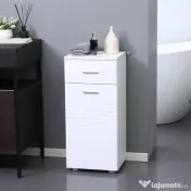 Kleankin Mobilier Baie cu Sertar și Dulap, 1 Ușă, Design Multifuncțional, Lemn, 35x30x77.5 cm, Alb | Aosom Romania 