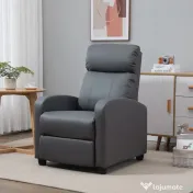 HOMCOM Fotoliu de Masaj cu 8 Moduri și 5 Intensități, Suport pentru Picioare și Telecomandă, 68x88x98 cm, Gri | Aosom Romania 