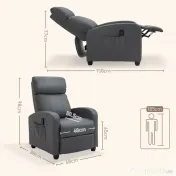 HOMCOM Fotoliu de Masaj cu 8 Moduri și 5 Intensități, Suport pentru Picioare și Telecomandă, 68x88x98 cm, Gri | Aosom Romania 
