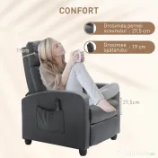 HOMCOM Fotoliu de Masaj cu 8 Moduri și 5 Intensități, Suport pentru Picioare și Telecomandă, 68x88x98 cm, Gri | Aosom Romania 