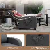 HOMCOM Fotoliu de Masaj cu 8 Moduri și 5 Intensități, Suport pentru Picioare și Telecomandă, 68x88x98 cm, Gri | Aosom Romania 